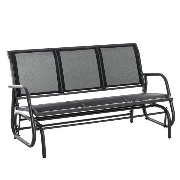 Outsunny 3-Person Outdoor Patio Glider Bench, Porch Glider Swing with 3 Seats, Breathable Mesh Fabric, Metal Frame, Black - product image 11