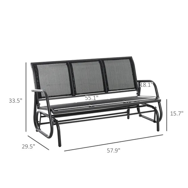 Outsunny 3-Person Outdoor Patio Glider Bench, Porch Glider Swing with 3 Seats, Breathable Mesh Fabric, Metal Frame, Black - product image 3
