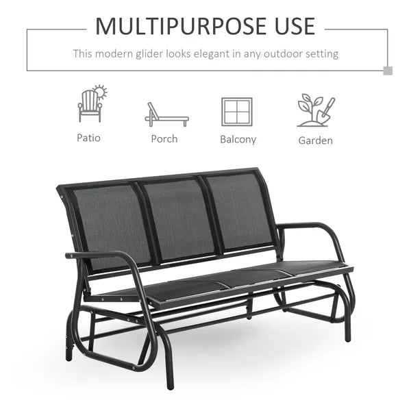 Outsunny 3-Person Outdoor Patio Glider Bench, Porch Glider Swing with 3 Seats, Breathable Mesh Fabric, Metal Frame, Black - product image 5