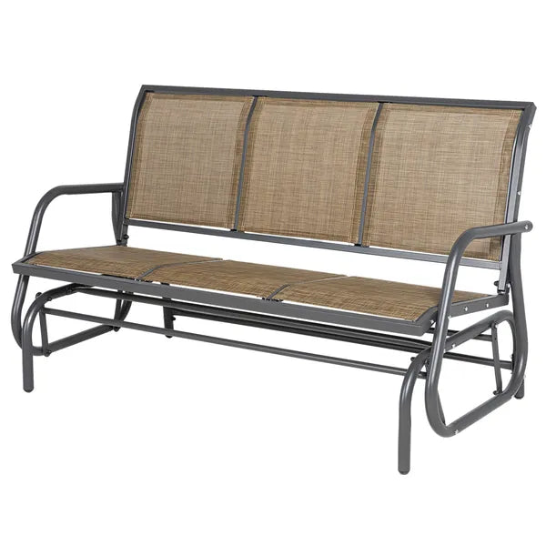 Outsunny 3-Person Outdoor Patio Glider Bench, Porch Glider Swing with 3 Seats, Breathable Mesh Fabric, Metal Frame, Brown - product image 11