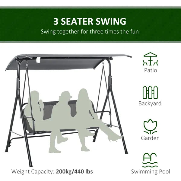 Outsunny 3-Person Porch Swing with Stand, Outdoor Swing - product image 7