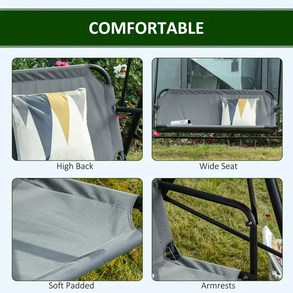 Outsunny 3-Person Porch Swing with Stand, Outdoor Swing - product image 6