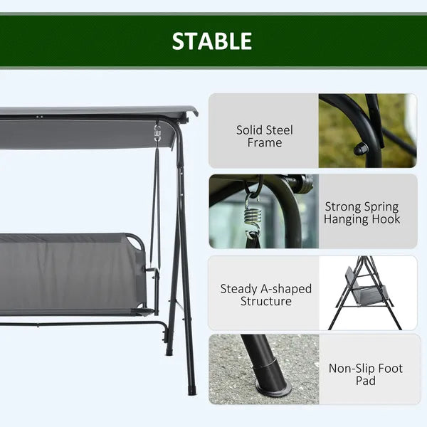 Outsunny 3-Person Porch Swing with Stand, Outdoor Swing - product image 5