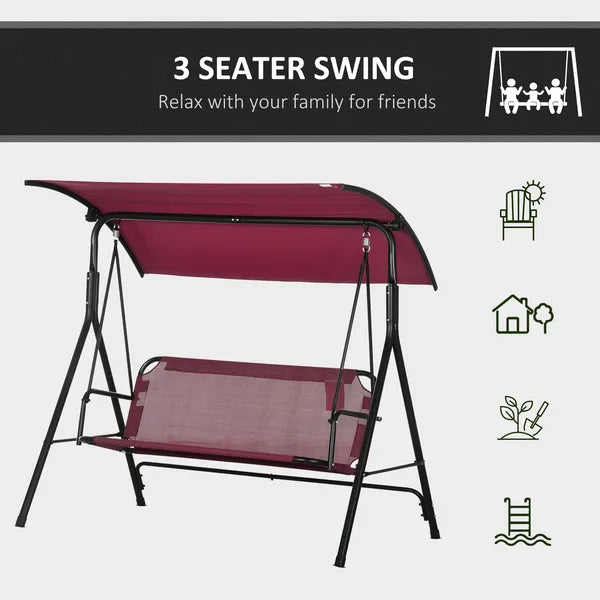 Outsunny 3-Person Porch Swing with Stand, Outdoor Swing for Patio Porch with Adjustable Tilt Canopy and Comfortable Swing Bench-Style Seat - product image 6