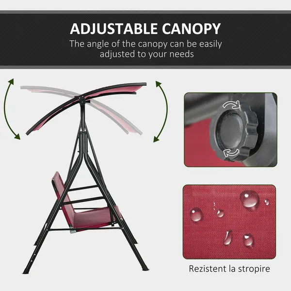 Outsunny 3-Person Porch Swing with Stand, Outdoor Swing for Patio Porch with Adjustable Tilt Canopy and Comfortable Swing Bench-Style Seat - product image 4