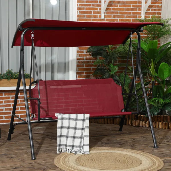 Outsunny 3-Person Porch Swing with Stand, Outdoor Swing for Patio Porch with Adjustable Tilt Canopy and Comfortable Swing Bench-Style Seat - product image 2