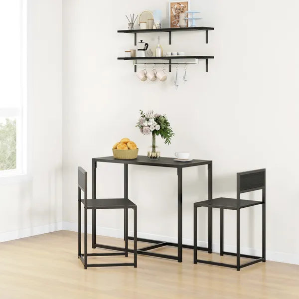 HOMCOM 3-Piece Dining Room Set, Industrial Kitchen Table Set with Rectangular Table and 2 Dining Chairs, Black - product image 2