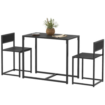 HOMCOM 3-Piece Dining Room Set, Industrial Kitchen Table Set with Rectangular Table and 2 Dining Chairs, Black - product image 1