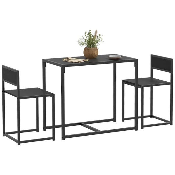 HOMCOM 3-Piece Dining Room Set, Industrial Kitchen Table Set with Rectangular Table and 2 Dining Chairs, Black - product image 11