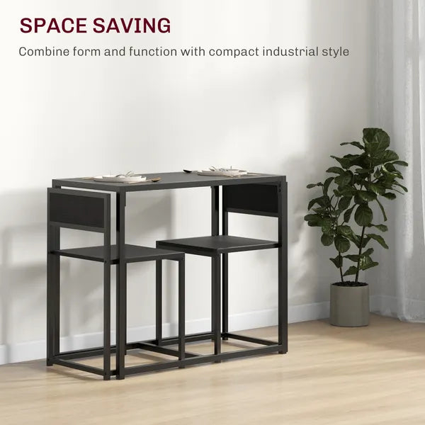 HOMCOM 3-Piece Dining Room Set, Industrial Kitchen Table Set with Rectangular Table and 2 Dining Chairs, Black - product image 4