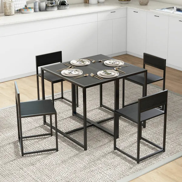 HOMCOM 3-Piece Dining Room Set, Industrial Kitchen Table Set with Rectangular Table and 2 Dining Chairs, Black - product image 9