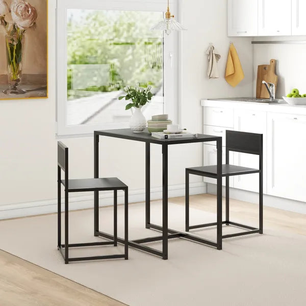 HOMCOM 3-Piece Dining Room Set, Industrial Kitchen Table Set with Rectangular Table and 2 Dining Chairs, Black - product image 10