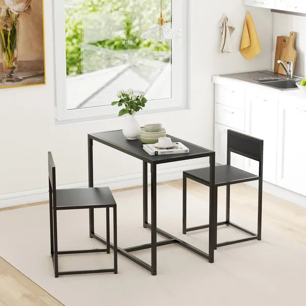 HOMCOM 3-Piece Dining Room Set, Industrial Kitchen Table Set with Rectangular Table and 2 Dining Chairs, Black - product image 8