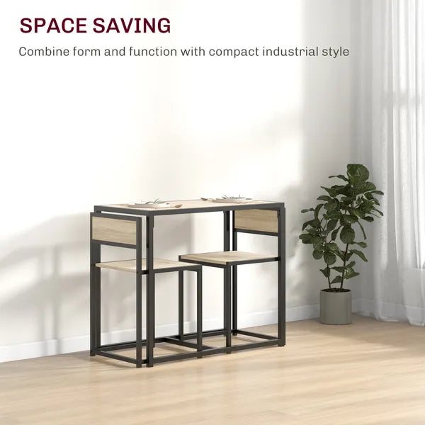 HOMCOM 3-Piece Dining Room Set, Industrial Kitchen Table Set with Rectangular Table and 2 Dining Chairs, Oak - product image 4