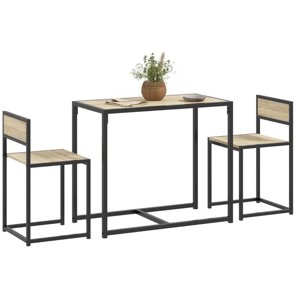 HOMCOM 3-Piece Dining Room Set, Industrial Kitchen Table Set with Rectangular Table and 2 Dining Chairs, Oak - product image 11