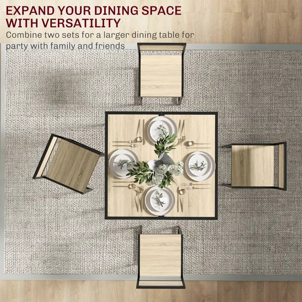 HOMCOM 3-Piece Dining Room Set, Industrial Kitchen Table Set with Rectangular Table and 2 Dining Chairs, Oak - product image 7