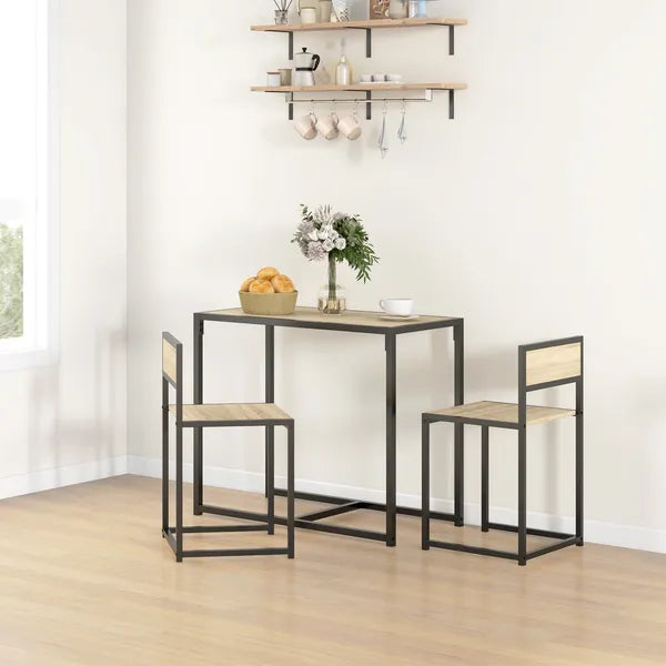 HOMCOM 3-Piece Dining Room Set, Industrial Kitchen Table Set with Rectangular Table and 2 Dining Chairs, Oak - product image 10