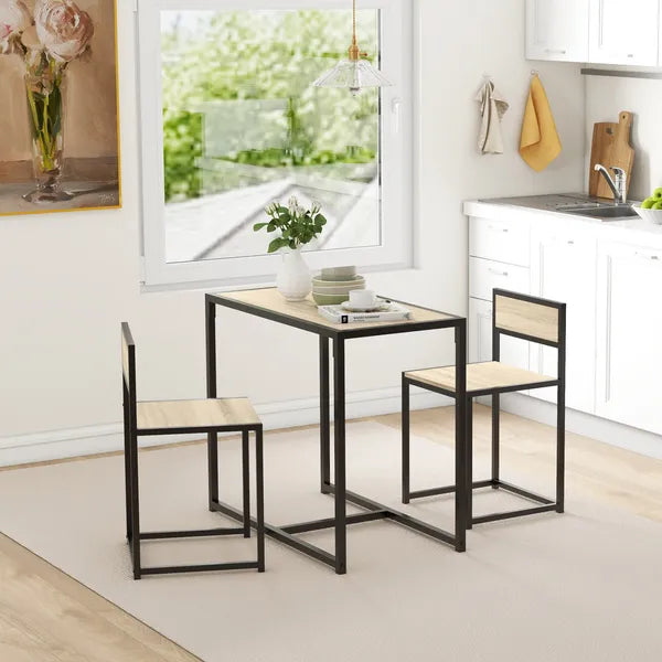 HOMCOM 3-Piece Dining Room Set, Industrial Kitchen Table Set with Rectangular Table and 2 Dining Chairs, Oak - product image 8
