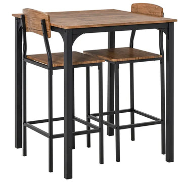 HOMCOM 3-Piece Dining Set Industrial Counter Height Bar Table and Chairs Black - product image 1