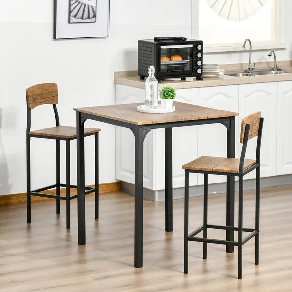 HOMCOM 3-Piece Dining Set Industrial Counter Height Bar Table and Chairs Black - product image 10