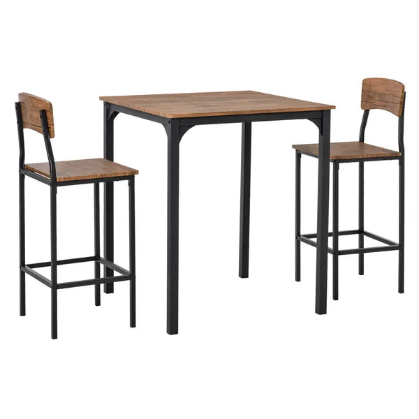 HOMCOM 3-Piece Dining Set Industrial Counter Height Bar Table and Chairs Black - product image 11