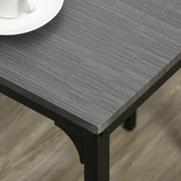 3 Piece Industrial Dining Set for 2, Counter Height Kitchen Table with Bar Stools, Breakfast Table, Gray - product image 7