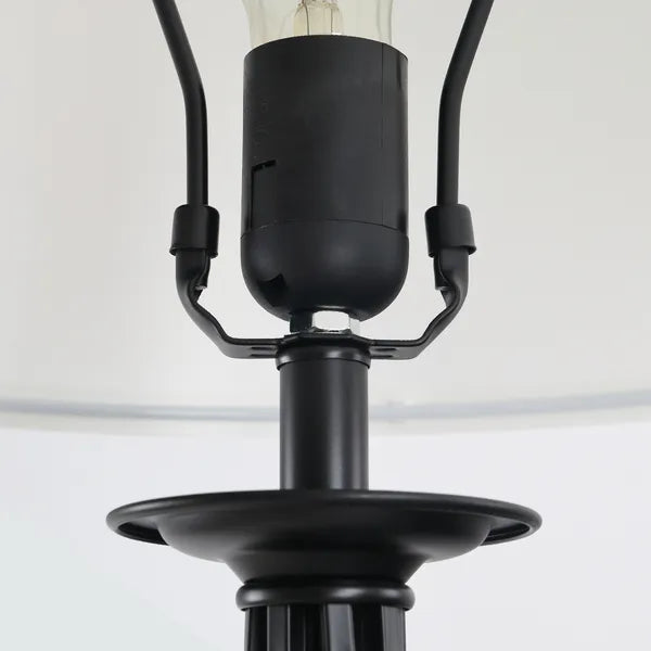 3 Piece Lamp Set with Floor and Table Lamps Metal Pole Round Base Fabric Shade for Living Room Bedroom Black White - product image 9