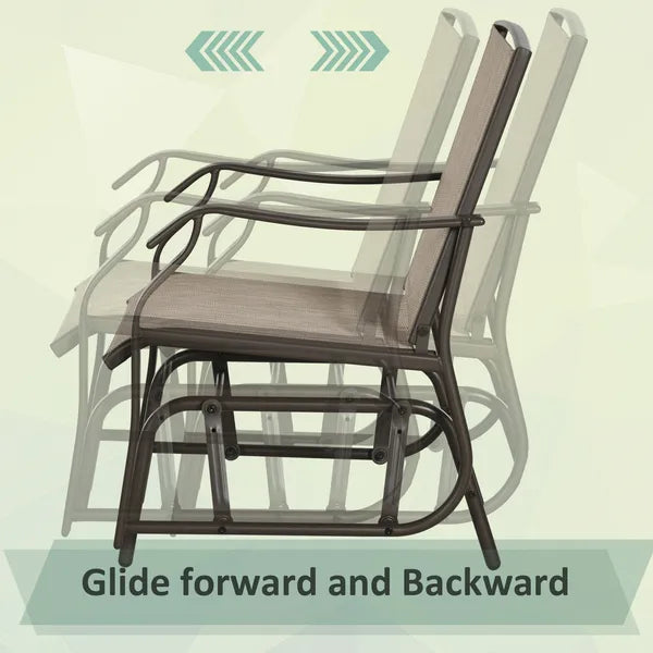 3 Piece Outdoor Glider Chair Set with Glass Coffee Table, Brown - product image 4
