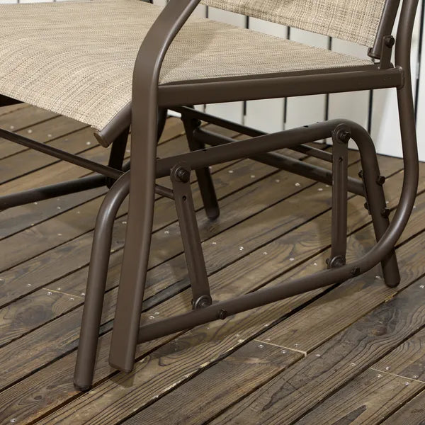 3 Piece Outdoor Glider Chair Set with Glass Coffee Table, Brown - product image 9