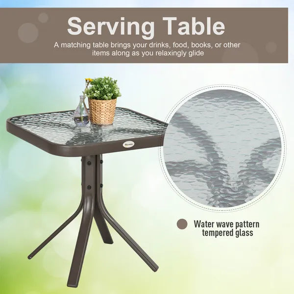 3 Piece Outdoor Glider Chair Set with Glass Coffee Table, Brown - product image 6