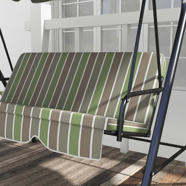 Outsunny 3-Seat Outdoor Patio Swing with Cushion Adjustable Canopy Black Gray and Green Stripe - product image 12