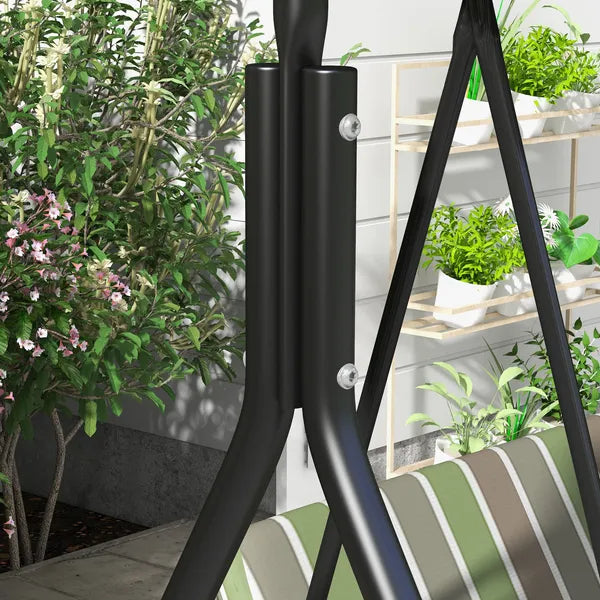 Outsunny 3-Seat Outdoor Patio Swing with Cushion Adjustable Canopy Black Gray and Green Stripe - product image 11
