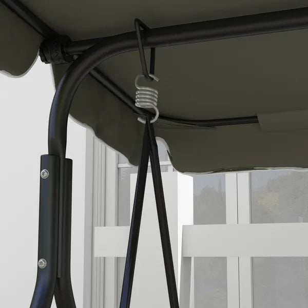 Outsunny 3-Seat Outdoor Patio Swing with Cushion Adjustable Canopy Black Gray and Green Stripe - product image 10