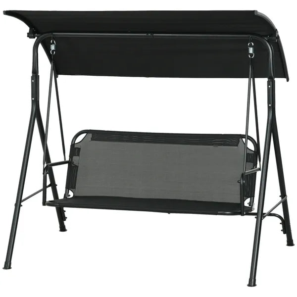 3 Seat Outdoor Patio Swing with Cushion and Adjustable Canopy, Black - product image 1