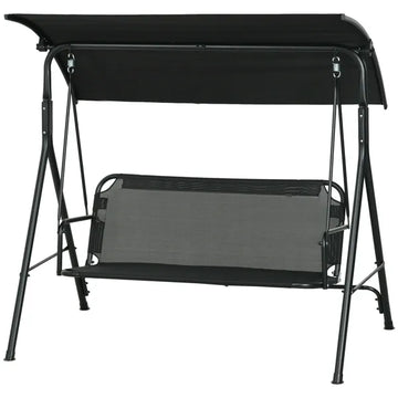 3 Seat Outdoor Patio Swing with Cushion and Adjustable Canopy, Black - product image 1