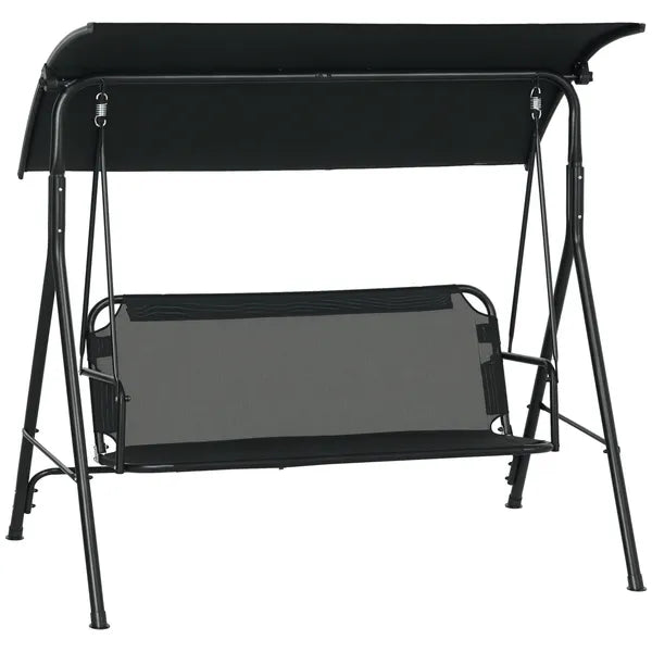 3 Seat Outdoor Patio Swing with Cushion and Adjustable Canopy, Black - product image 11