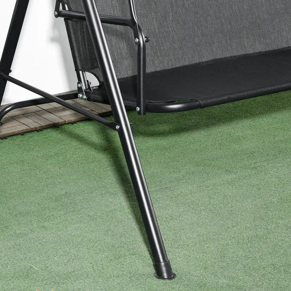 3 Seat Outdoor Patio Swing with Cushion and Adjustable Canopy, Black - product image 9