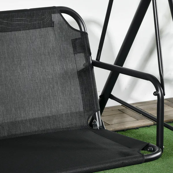 3 Seat Outdoor Patio Swing with Cushion and Adjustable Canopy, Black - product image 7