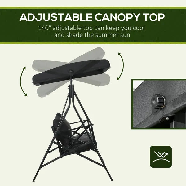 3-Seat Patio Swing Chair Outdoor Canopy Glider with Cushion 3 Throw Pillows Adjustable Shade for Porch Garden - product image 5