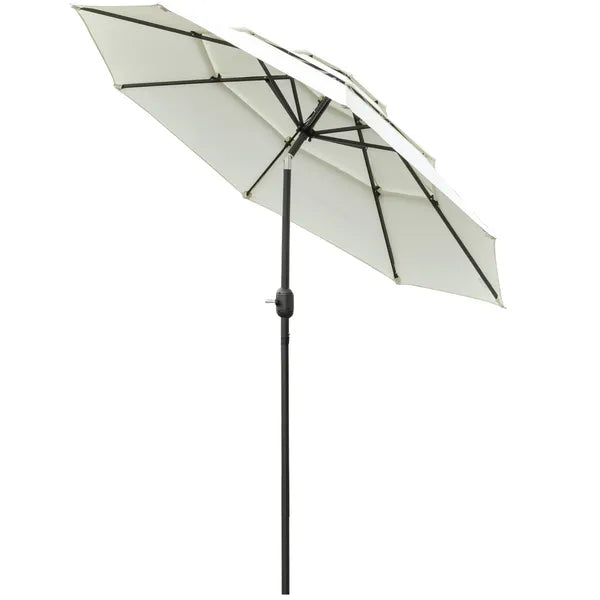 9 ft 3 Tier Patio Umbrella with Crank and Push Button Tilt, Beige - product image 11