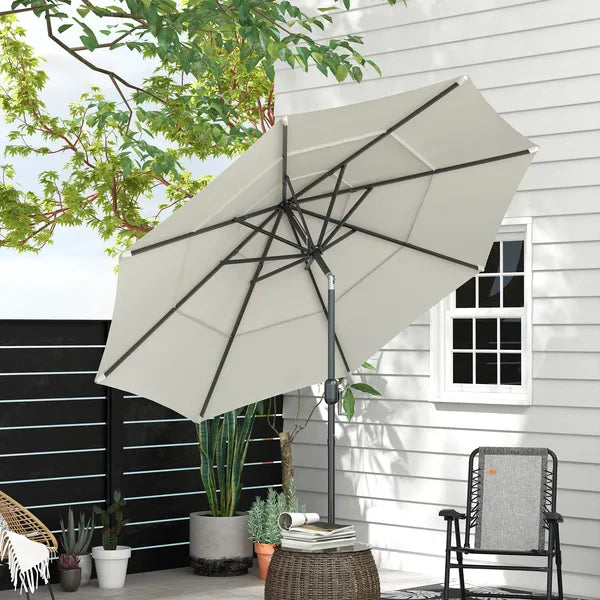 9 ft 3 Tier Patio Umbrella with Crank and Push Button Tilt, Beige - product image 9