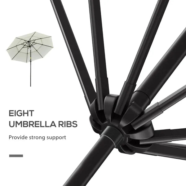 9 ft 3 Tier Patio Umbrella with Crank and Push Button Tilt, Beige - product image 7