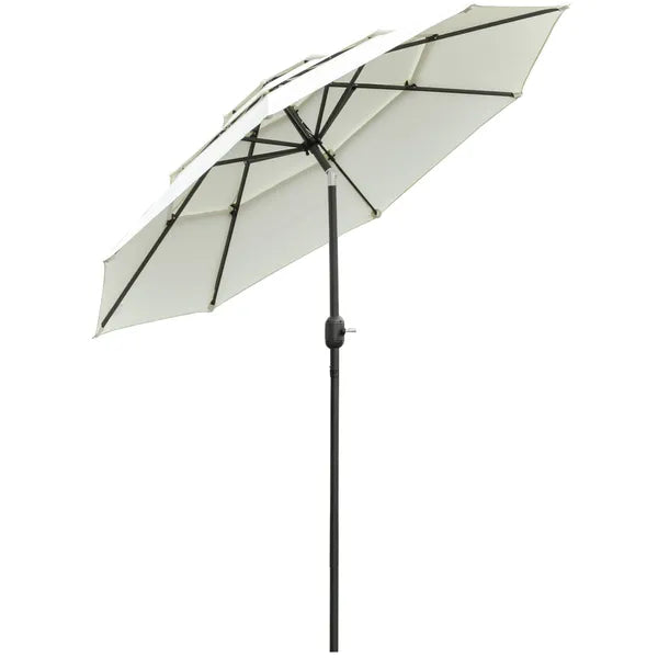 9 ft 3 Tier Patio Umbrella with Crank and Push Button Tilt, Beige - product image 1