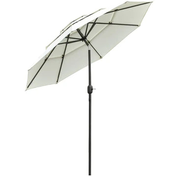 9 ft 3 Tier Patio Umbrella with Crank and Push Button Tilt, Beige - product image 1