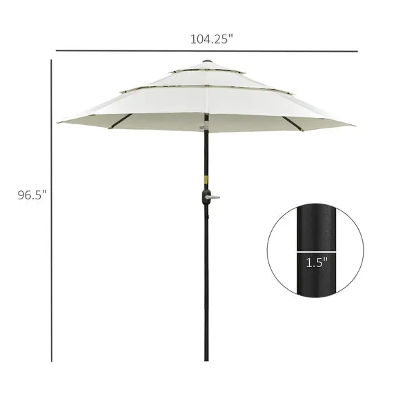 9 ft 3 Tier Patio Umbrella with Crank and Push Button Tilt, Beige - product image 3