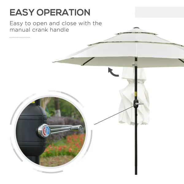 9 ft 3 Tier Patio Umbrella with Crank and Push Button Tilt, Beige - product image 5