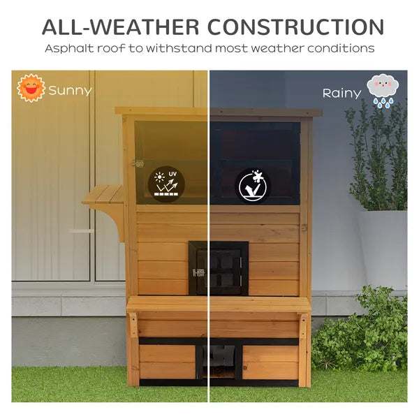 3-Tier Cat House Feral Cat House, Outdoor Kitten Condo with Raised Floor, Asphalt Roof, Escape Door, Jumping Platform, Yellow - product image 5