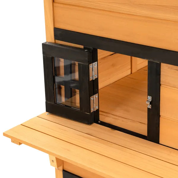 3-Tier Cat House Feral Cat House, Outdoor Kitten Condo with Raised Floor, Asphalt Roof, Escape Door, Jumping Platform, Yellow - product image 7