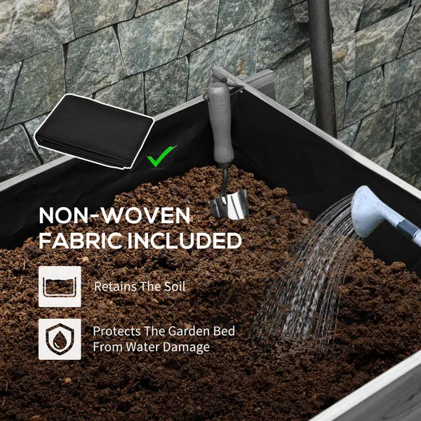 3 Tier Elevated Wood Flower Box Raised Garden Bed with Water Draining Fabric for Soil Gray for Vegetables Herbs - product image 7
