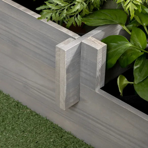 3 Tier Elevated Wood Flower Box Raised Garden Bed with Water Draining Fabric for Soil Gray for Vegetables Herbs - product image 9